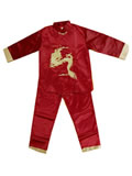 Boy's Long Folding Sleeves Flying Dragon Mandarin Suit