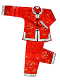 Girl's Floral Embroidery Mandarin Suit