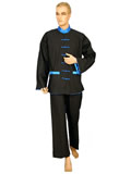 Folding Sleeves Kung Fu Suit with Contrastive Patch Color