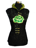 Peony Embroidery Mandarin Vest