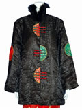 Half-Moon Brocade Wadded Mandarin Coat