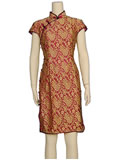 Short-Sleeved Golden Rose Cheongsam