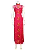 Sleeveless Strap Low-Cut Floral Cheongsam