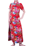 Short-sleeve Blooming Peonies Cheongsam