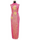 Sleeveless Peony Paillettes Cheongsam