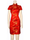 Short-Sleeved Plum Blossom Short Cheongsam