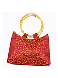 Brocade Handbag with Bamboo Ring Handles