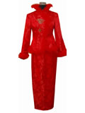 Long-Sleeved Phoenix Mandarin Skirt Suit