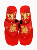 Chinese Tulip Brocade Thong Slippers